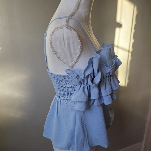Sienna Sky Powder Blue Ruffle Tiered Spaghetti Strap Camisole - Picture 4 of 7